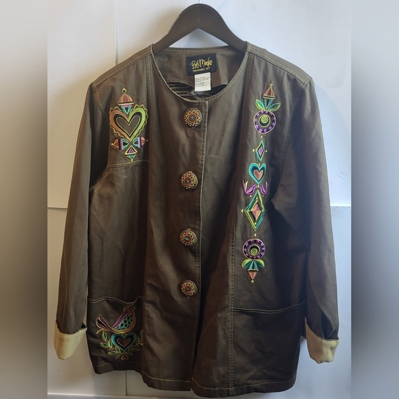 Bob Mackie Jackets & Blazers - Bob‎ Mackie,Plus Size Wearable Art Shacket, Bohemian Designs  Buttons, Size Lg